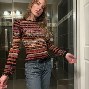 Ronny Kobo Collection Multicolor Striped Long Sleeve Top